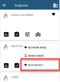 Screenshot: The Endpoints menu with the Select Mode icon selected. Highlighting indicates to select Auto-Detect.